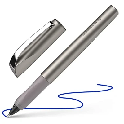 Image of Schneider Ceod Shiny Rollerball Pen Graphite Right and Left Handed Medium Line Width Includes Royal Blue Ink Cartridge 186221