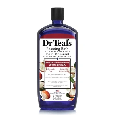 Image of Dr Teal&#039;s Foaming Bath with Pure Epsom Salt Shea Butter &amp; Almond Oil Essential Oils 1L