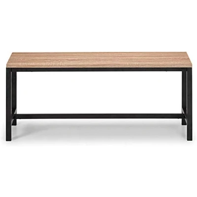 Image of Julian Bowen Bench, Metal &amp; Mdf, Black/Sonoma Oak, Height: 45, Width: 110, Depth: 36cm