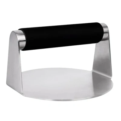 Image of Mallez Smash Burger Press, 5.5 inch Food Grade 304 Stainless Steel Press with Silicone Handle, Heavy Duty for Flat Top Griddle Grill Cooking Steaks BBQ Sandwich