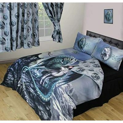 Image of Lisa Parker Double Bed Duvet Cover Set Protector Of Magic Dragon Unicorn