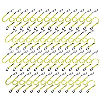 Image of BearTOOL Tool Lanyard with Buckle Strap Clip Bungee Cord Heavy Duty Screw Locking Carabiner Fall Protection and Safety Adjustable Loop End Tough Tether Construction 50 Pack