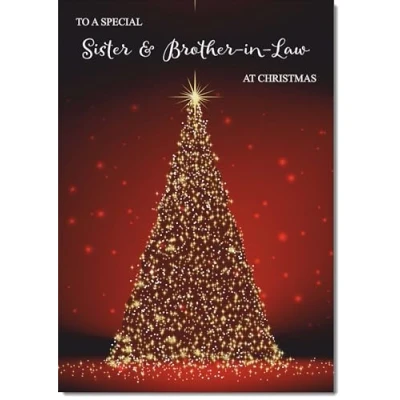 Image of doodlecards Sister and Brother in Law Christmas Card Red Tree Large A4 Size for &amp; with Plain Envelope
