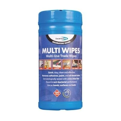 Image of BondIt Multi Wipe Trade Hand Wipes Adhesive Sealant Clean Paint Oil Glu Professional Cleans Ink Bitumen Grease White (100 Wipes)