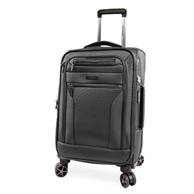 Image of Brookstone Luggage Harbor Spinner Suitcase, Dark Charcoal, Carry On, Suitcase