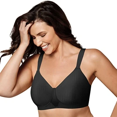 Image of Playtex Women&#039;s Secrets Perfectly Smooth Wire Free Bra,Black Stripe,36DD