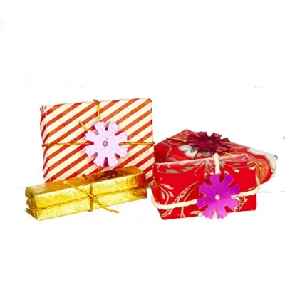 Image of Melody Jane Dolls House 4 Gift Wrapped Presents Miniature Christmas Birthday Shop Accessory
