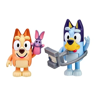 Image of Bluey And Bingo Photographer 2 Figure Playset Pack Articulated 2.5 Inch Action Figures Includes Toy Bob Bilby Puppet Camera Official Collectable