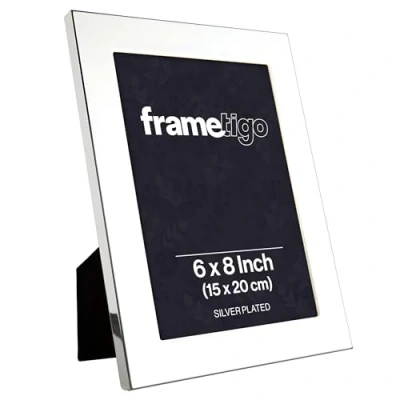 Image of Frametigo Silver Plated Broad Edge Photo Frame Fits Size 6&quot;x8&quot; (15x20cm)