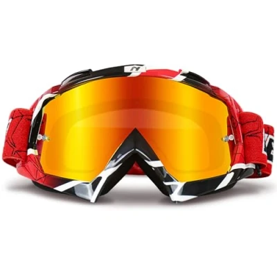 Image of NENKI Motocross Goggles, ATV Dirt Bike Goggles &amp; Ski with UV400 Protection Anti Scratch Dustproof Windproof for Adult, Suitable Motocross, Red MTB