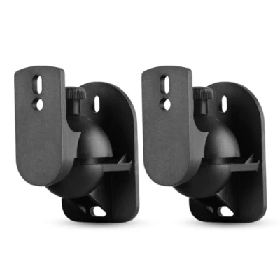 Image of TNP Universal Satellite Speaker Wall Mount Bracket Ceiling Clamp with Adjustable Swivel and Tilt Angle Rotation for Surround Sound System Speakers 2 Pack, Black