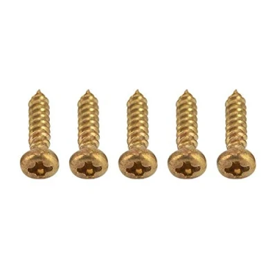 Image of 50pcs Chrome Mounting Screws,Replacement Screws for Guitar Machine Heads Tuning Pegs Tuners (Silver, Black, Golden)(golden) Performance Accessory Musical Instrument Accessories