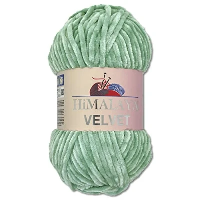 Image of Wohnkult Himalaya 100 g Velvet Dolphin Wool, 40 Colours to Choose From, Chenille Knitting Yarn, Fluffy Shiny Accessory, Clothing, Blankets (90047, Aquamarine)