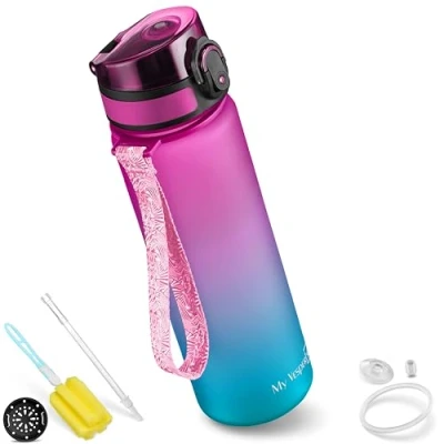 Image of My Vesperbox Minny 500 ml Children&#039;s Leak Proof Water Bottle with Straw or Strainer Lightweight Tritan BPA Free for Nursery, School