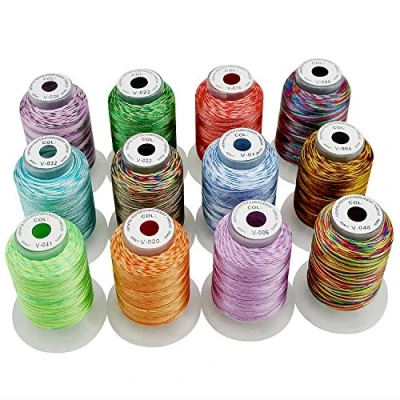 Image of New brothread 12 Colors Variegated Polyester Machine Embroidery Thread Kit 500M (550Y) Each Spool for Brother Janome Babylock Singer Pfaff Bernina Husqvaran and Sewing Machines Assortment1