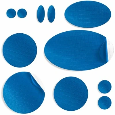 Image of aZengear Repair Patches for Down Jackets, Puffer Coats, Waterproof, Self Adhesive, Pre Cut, Tear Cold Heat Resistant Nylon Polyester Fabric, Fix Air Mattress, Inflatables, Tents (11 Pcs, Blue)