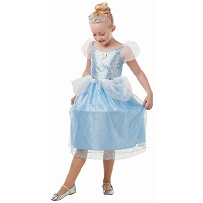 Image of Rubie&#039;s Official Disney Princess Cinderella Glitter and Sparkle Girls Costume, Childs Size Medium Age 5 6 Years
