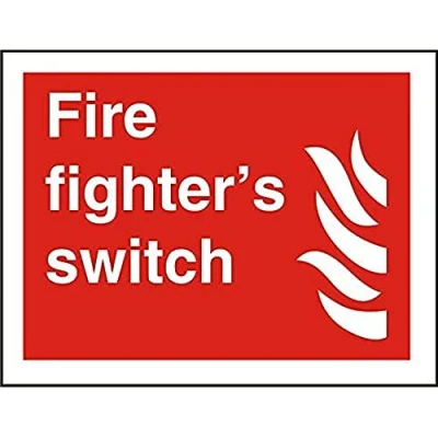 Image of Seco Fire Fighter&#039;s Switch &amp; Sign, 200mm x 150mm Photoluminescent 1mm Semi Rigid Plastic