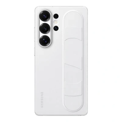 Image of Samsung Standing Grip Silicone Back Cover White Galaxy S25 Ultra