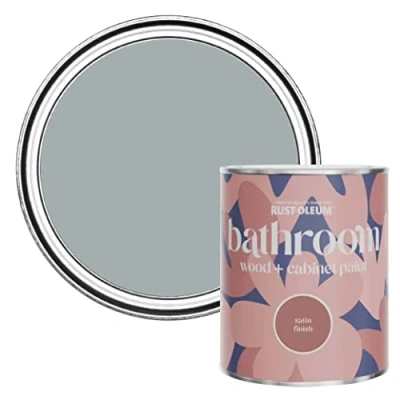 Image of Rust Oleum Grey Moisture Resistant Bathroom Wood and Cabinet Paint in Satin Finish Mineral 750ml