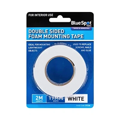 Image of Blue Spot Tools 19mm x 2M White Double Sided Foam Mounting Tape