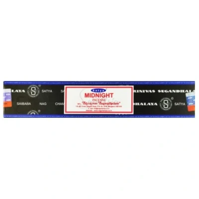 Image of Satya Nag Champa Midnight Incense Sticks x1 pack comes with SAMASIA bookmark can be used for Aromatherapy, Spa, Yoga, Weddings, Meditation, Healing, Positivity and Relaxation