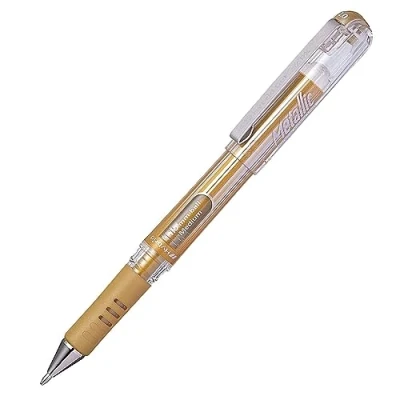 Image of Pentel 1.0mm Tip Hybrid Gel Grip Dx Metallic Pen with Chunky Barrel Gold