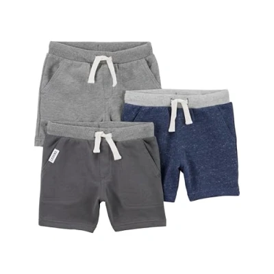 Image of Simple Joys by Carter&#039;s Baby Boys&#039; Multi Pack Knit Shorts, Navy Heather/Charcoal Heather/Grey, 6 9 Months (Pack of 3)