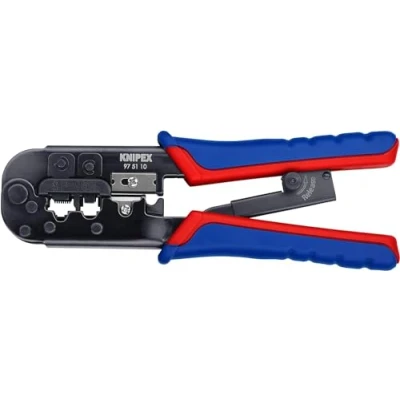 Image of Knipex Crimping Pliers for Western plugs burnished, with multi component grips 190 mm 97 51 10