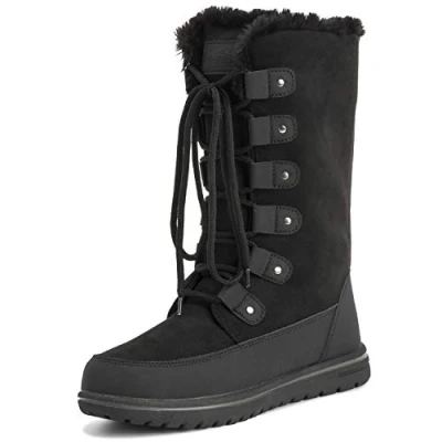 Image of Polar Boot Womens Tall Durable Faux Fur Winter Rain Snow Waterproof Outdoor Calf Boots 8 BLK41 AYC0530