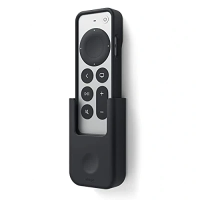 Image of elago Remote Holder Mount Compatible with Apple TV 4K Siri 3rd (2022) &amp; 2nd Gen Strong Sticker or Screw Mounting Options, Wall Mount, Durable Material, Never Lose Your Again (Black)