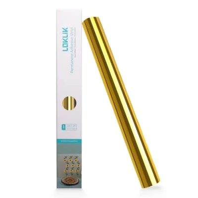 Image of LOKLIK Self Adhesive Vinyl Roll Permanent for Signs, Decals &amp; Crafts, Resistant to Outdoor Conditions Washing Crafting Material Personalised Designs (Metallic Gold)