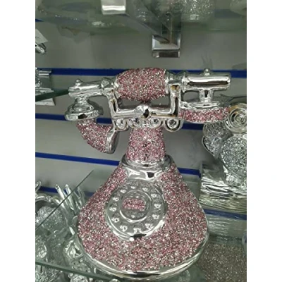 Image of Biznest PINK Crushed Diamond Stunning telephone Sparkle Ornament Bling Retro style Gift