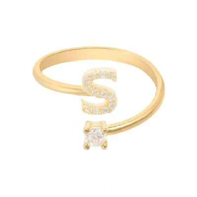 Image of Latelita Womens Initial Ring Gold S Yellow Sterling Silver One Size