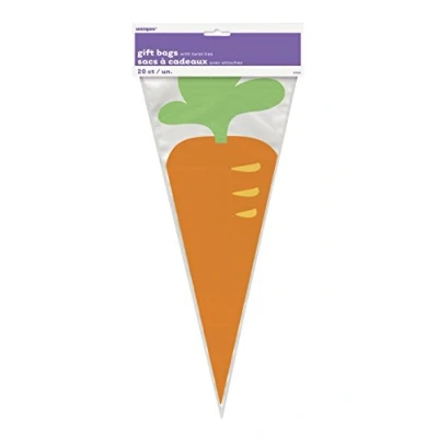 Image of Unique Party 62664 Easter Carrot Cone Cellophane Bags, Pack of 20
