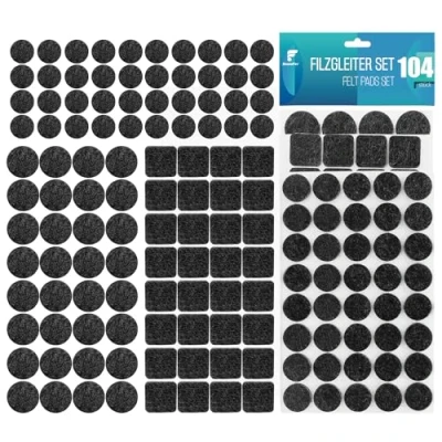 Image of shinfly Furniture Pads Floor Protectors for Chairs, 104 Pcs Felt Feet and Chair Legs, 5mm&#039; Thick, Protect Hard Wood from Scratch, Grey