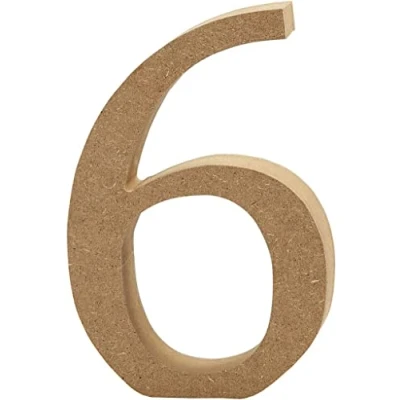 Image of Wooden MDF Number 6 Size 8cm Tall Free Standing For Arts &amp; Crafts Personalized Name Decor