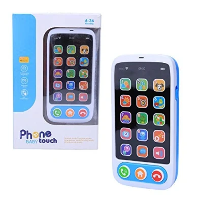 Image of Electronic Smart Phone Toy, Simulated with Music Light Story Telling Machine Play Set for Children Kids Baby(Blue)