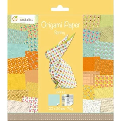 Image of Avenue Mandarine Ref OR505O Spring&#039; Origami Sheet Pack Spring 20 x 20cm Sheets, 60 Pre Printed Sticker Provided, Suitable for Ages 7+