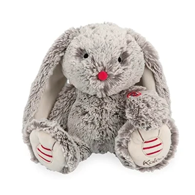 Image of Kaloo Rouge 31 cm Prestige Grey Léo the Rabbit Musical Plush Soft Furred Toy Big Eared “Toyland Melody Weighted Legs 0 Months +, K223005
