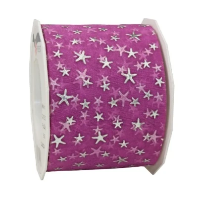 Image of C.E. Pattberg Präsent Canada Printed Organza Ribbon Pink 72 mm width, 20 m length
