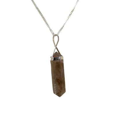 Image of VIE Double Point Pencil Pendant, Silver Chain (Smoky Quartz)