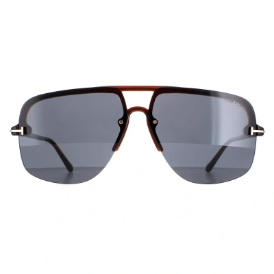 Image of Tom Ford Aviator Mens Shiny Light Brown Blue Grey Hugo 02 FT1003 One Size