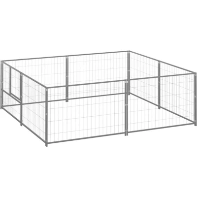 Image of vidaXL Dog Kennel Silver 4 m² Steel