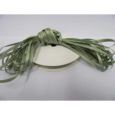 Image of 1 roll of 3mm x 50 metres Satin Ribbon Moss Dusky Sage Green Double Sided 3 mm