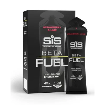 Image of Science in Sport Beta Fuel Gels Dual Source Energy Gel, Strawberry and Lime Flavour, 40 g of Carbs Per Pack, 60 ml Pack (6 Pack)