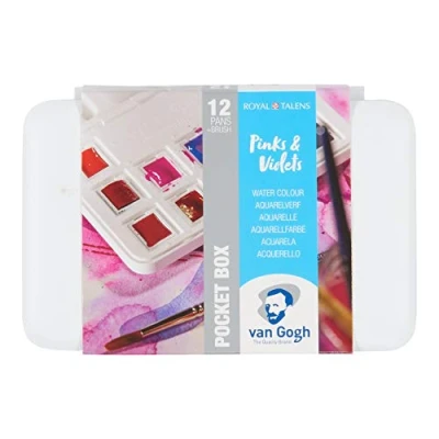 Image of Van Gogh Watercolour pocket box pinks &amp; violets 12 half pans