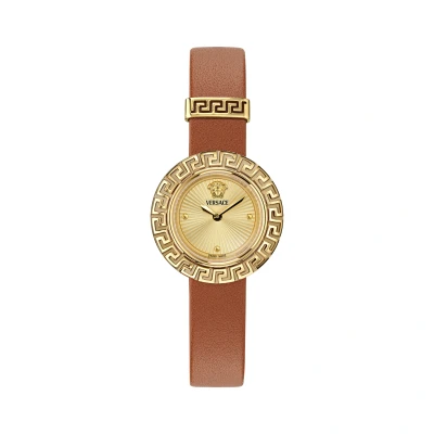 Image of Versace La Greca WoMens Brown Watch VE8C00124 Leather (archived) One Size