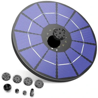 Image of Aisitin 3.5W Solar Floating Fountain Pump with 1500mAh Backup Battery and 6 Nozzles for Bird Bath, Aquarium, Garden Pond