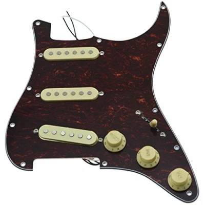 Image of KAISH Loaded American ST/Strat Style SSS Pickguard Prewired Pick Guard With Ceramic Pickups for Stratocaster/Strat Red Tortoise Cream Covers and Knobs